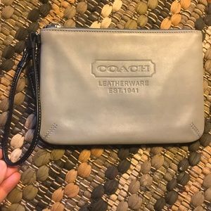 Light Blue/Grey Coach Leather Wristlet